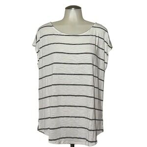 Green Envelope Los Angeles White Black Striped Cap Sleeve Shell Top XL Slub Knit